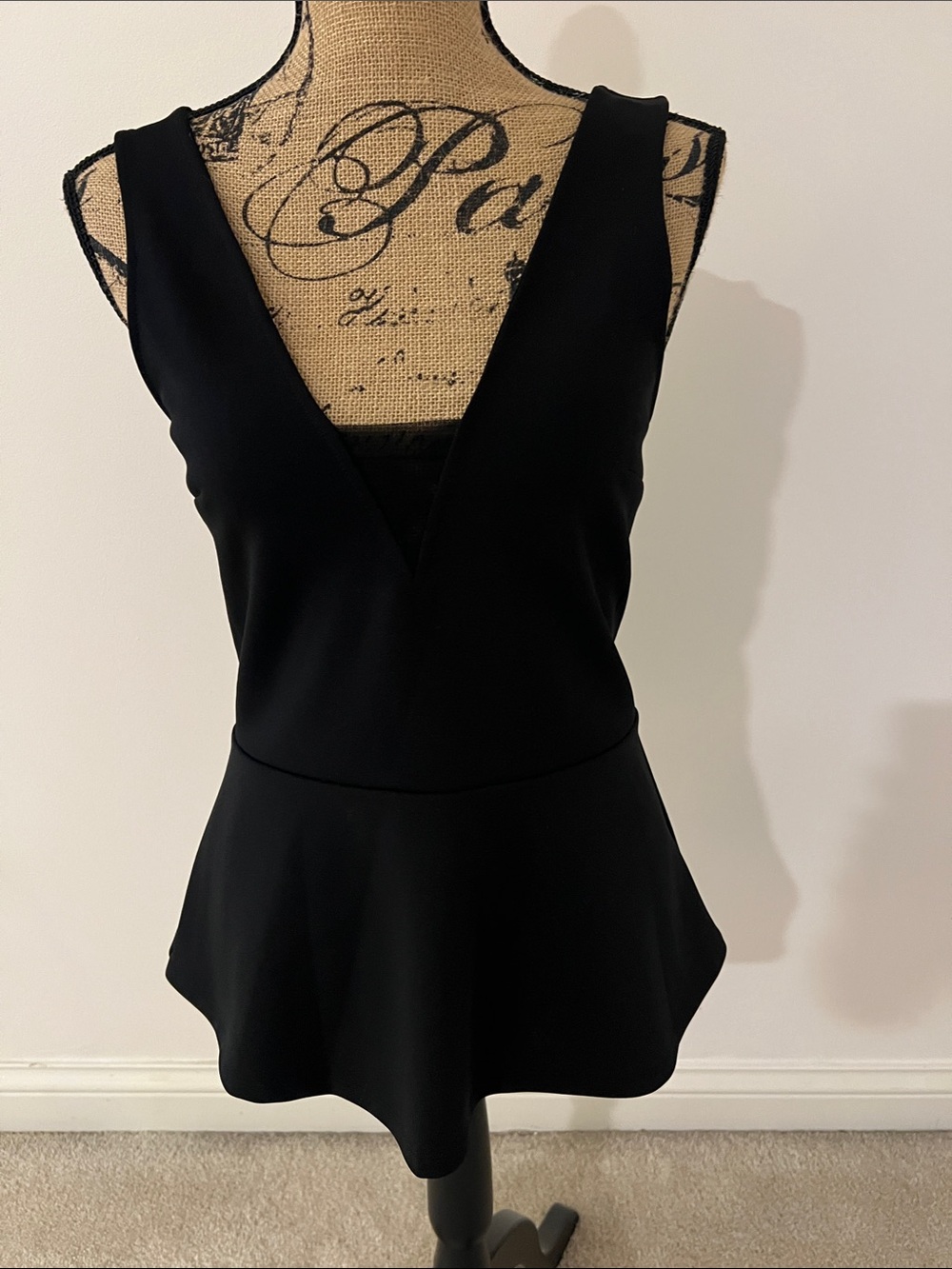 Express Black V-Neck Peplum Camisole Top